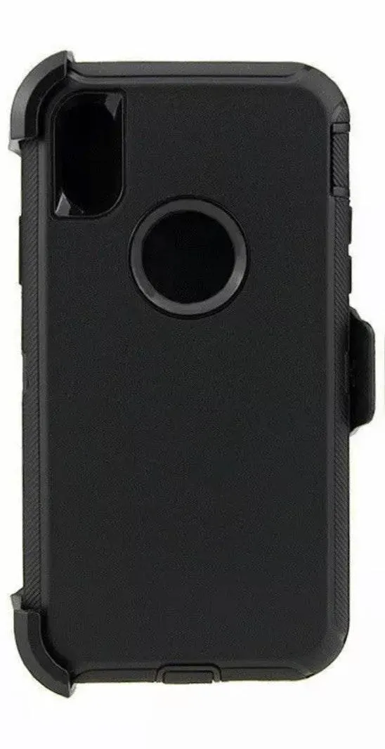 iPhone XS X Dual Layers Shock Defender Case W/Belt Clip Black - Image 6