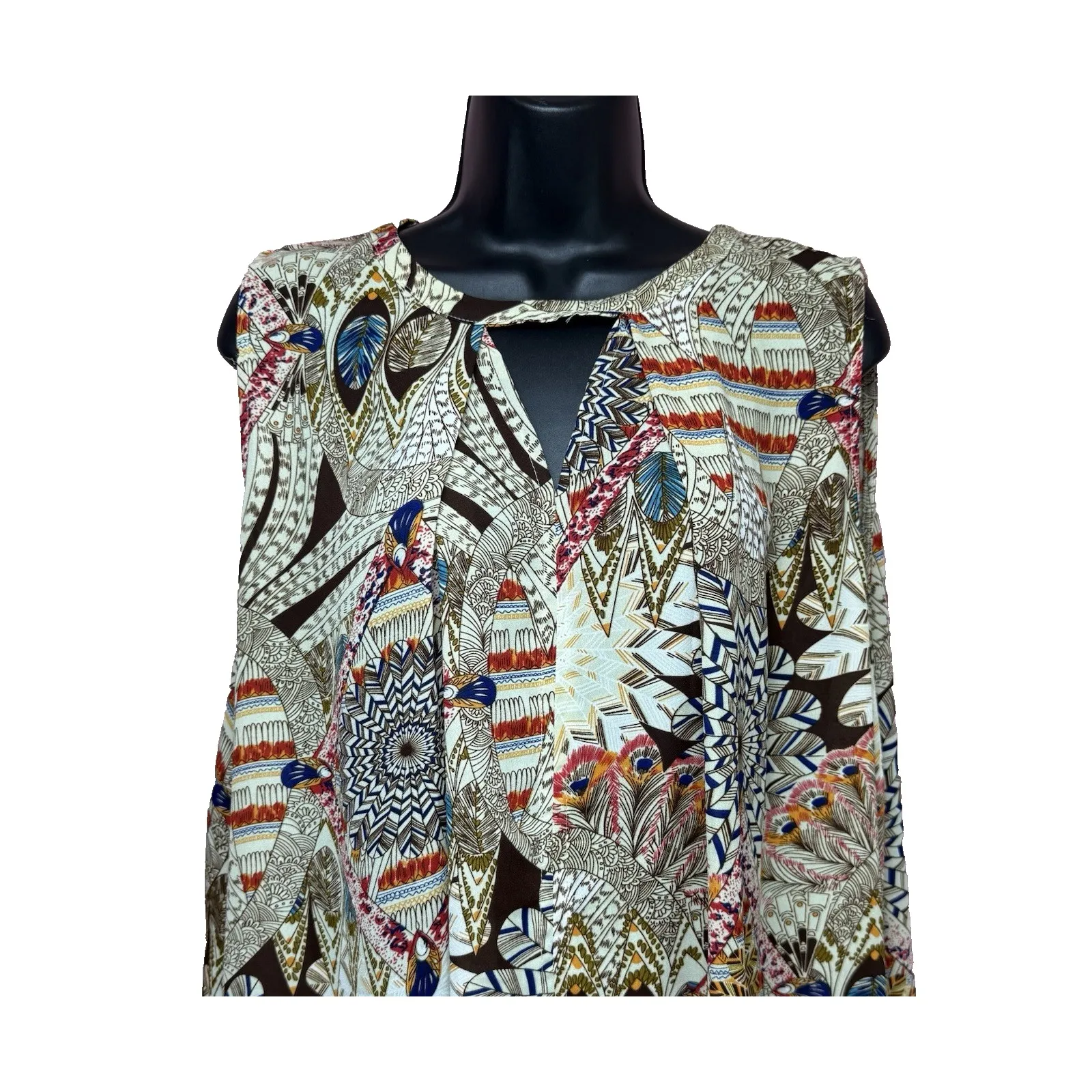 Umgee Dress‎ Size XL Trapeze Bohemian Floral Ruffle Bottom Sleeveless Flowing - Image 3