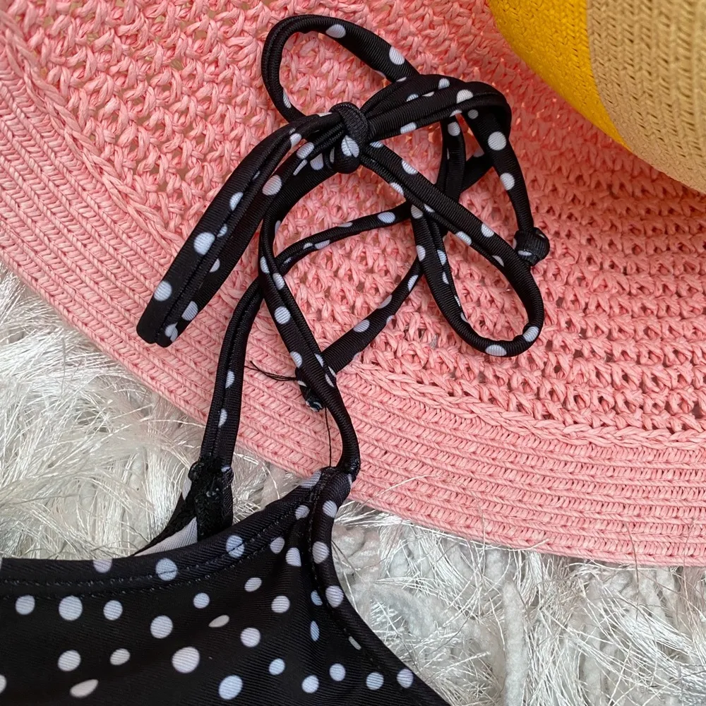 ROMWE Like New Women’s Polka Dot High-Leg One Piece Swimsuit Bathing Suit - Image 3