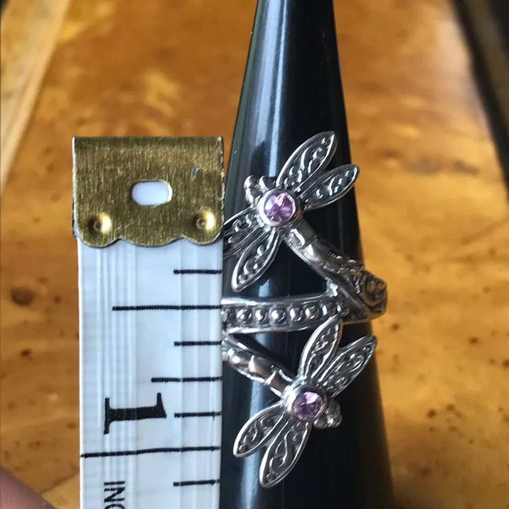Madagascar Pink Sapphire Sterling Silver Dragonfly Ring Size 7 - Image 7