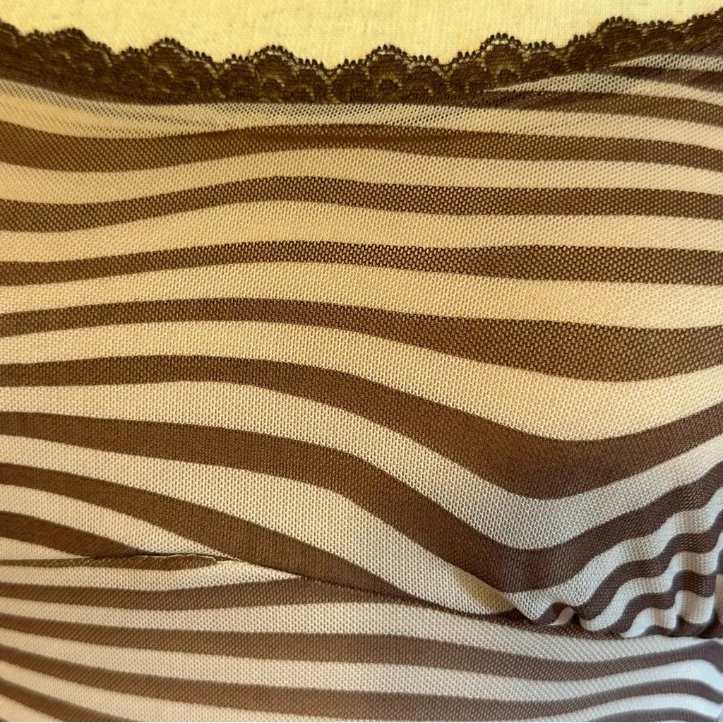 Wild Fable Ruched Ruffle Midi Dress (XS) – Brown Zebra Print Y2K Festival Style - Image 3