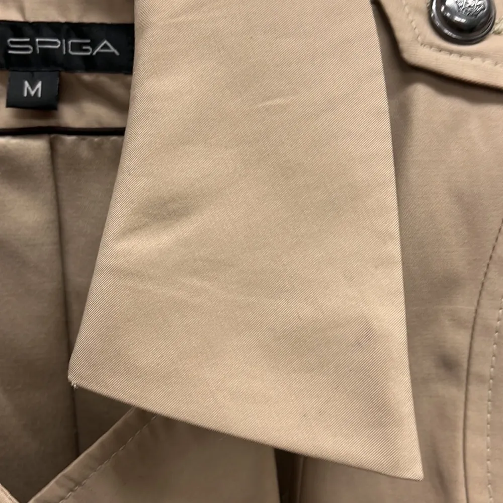 VIA SPIGA Tan Spring Double Breasted Button Front Trench Coat Size Medium - Image 5