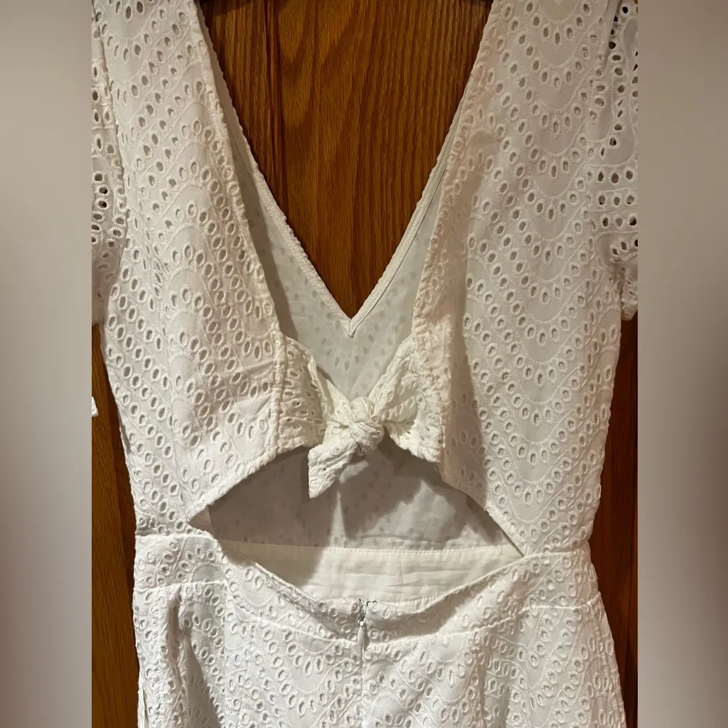 Express White Cotton Eyelet Open Tie Back Slit‎ Sleeves Lined Romper Size 4 - Image 12
