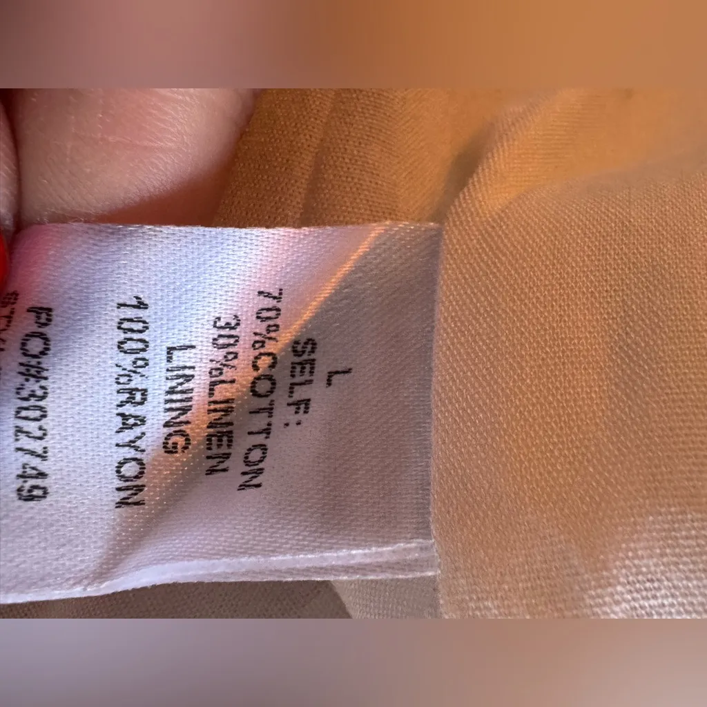 Promesa Linen Cotton Blazer Jacket Striped Neutral Tan White 3/4 Sleeve NWT - Image 7