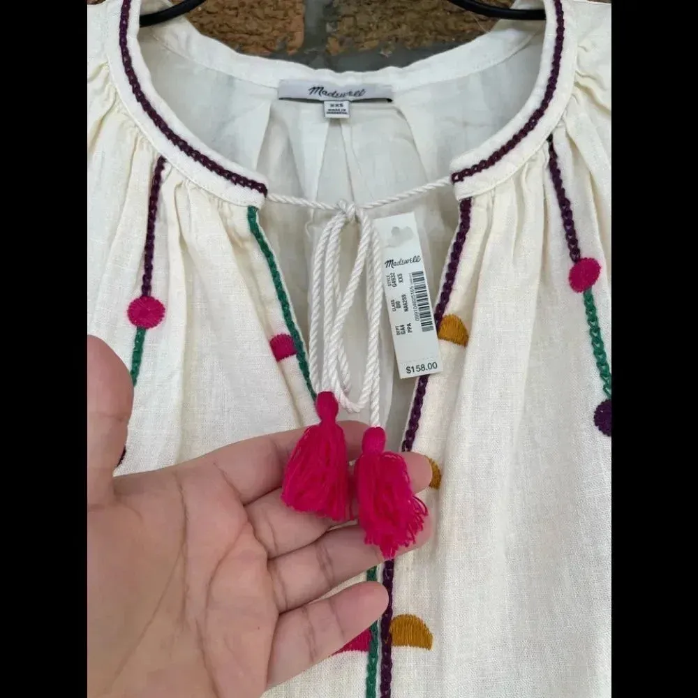 Madewell Willow Embroidered Shift Dress XXS - Image 9