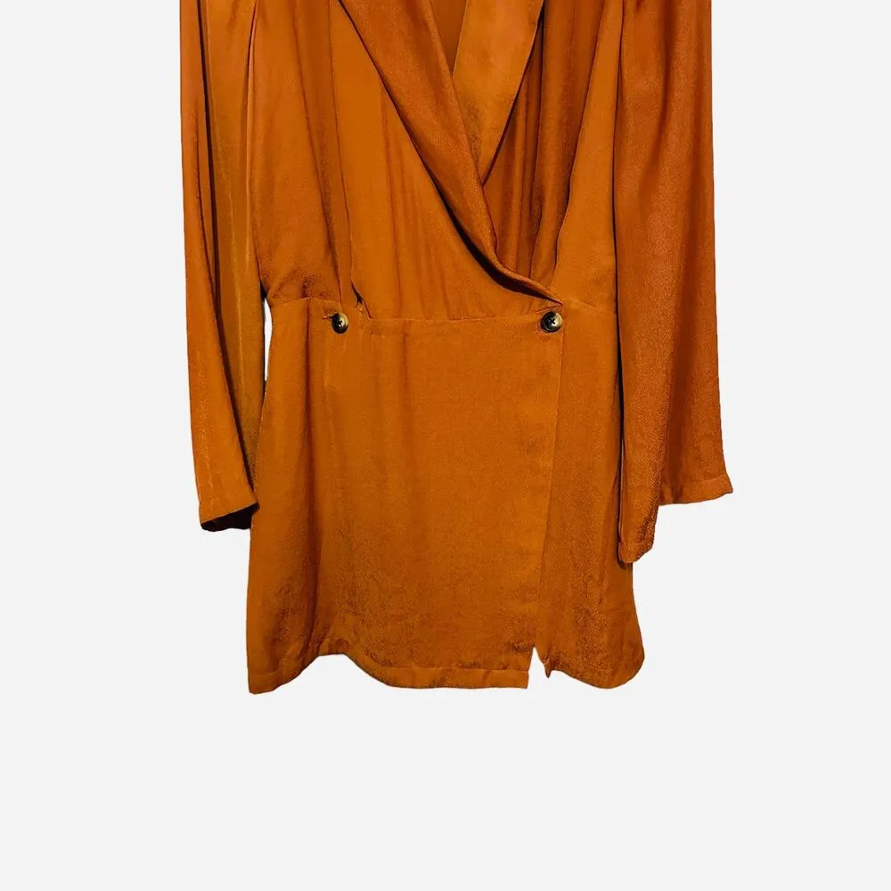 NEW Free People Simone Notch Lapel Snakeskin Blazer Brown Mini Dress Size Small - Image 7