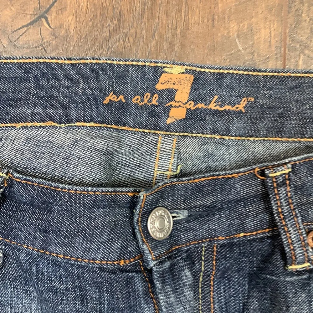 7 For All Mankind Dojo Dark Wash With Fade Wide Leg Jeans - Image 3