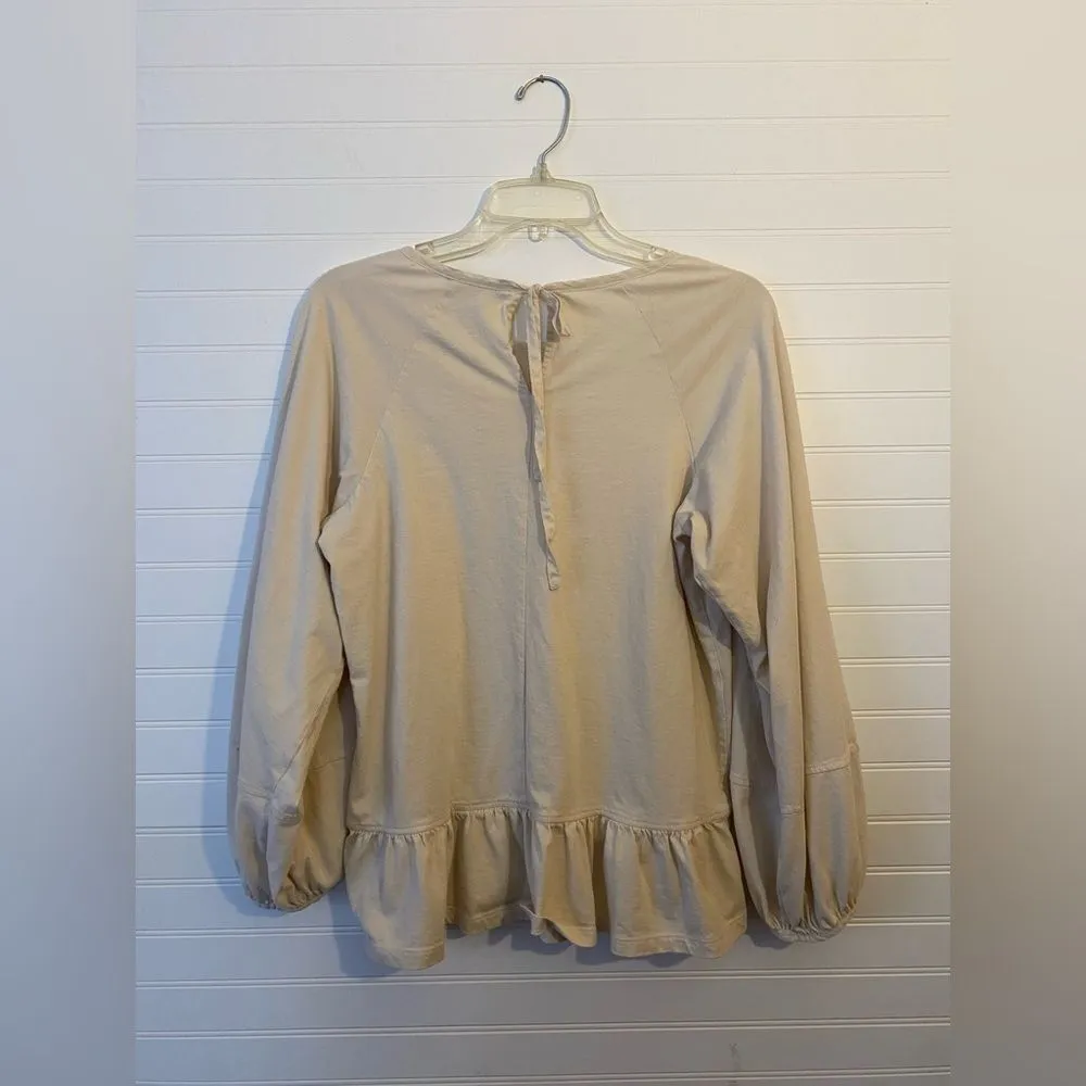 Banana Republic Cotton Oatmeal Long Sleeve Blouse - Image 5