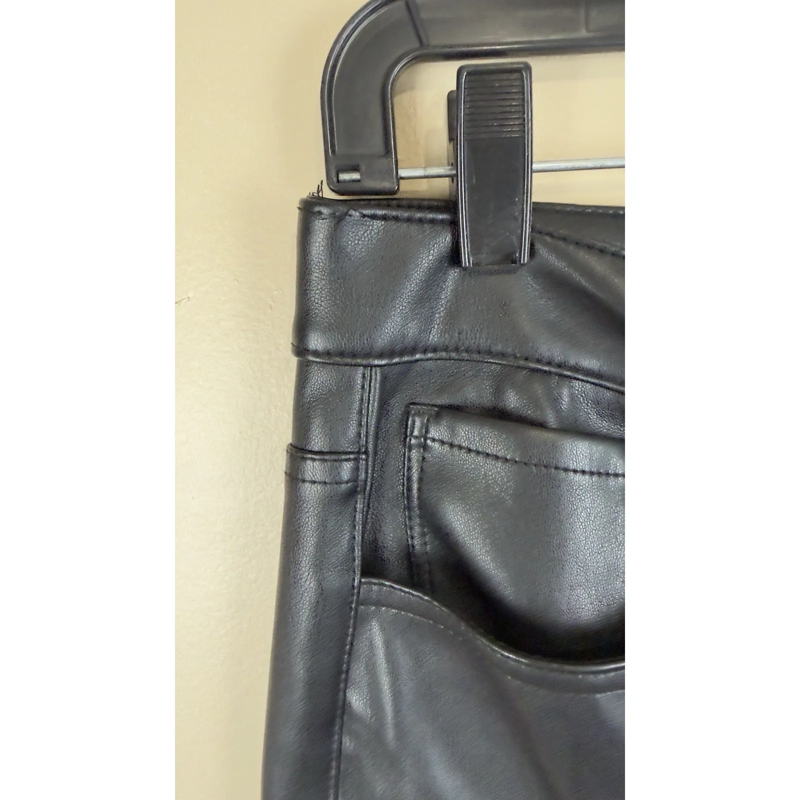 Dear John Jeanne Flare High Rise Pants Women’s Size 29 Black Faux Leather - Image 4