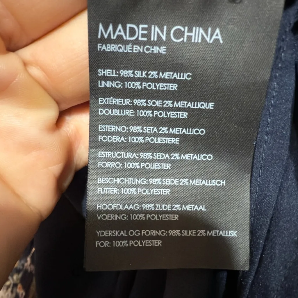 Club Monaco Tansa Dress in Deep Sapphire Blue Floral Metallic Pattern Sz 2 - Image 15