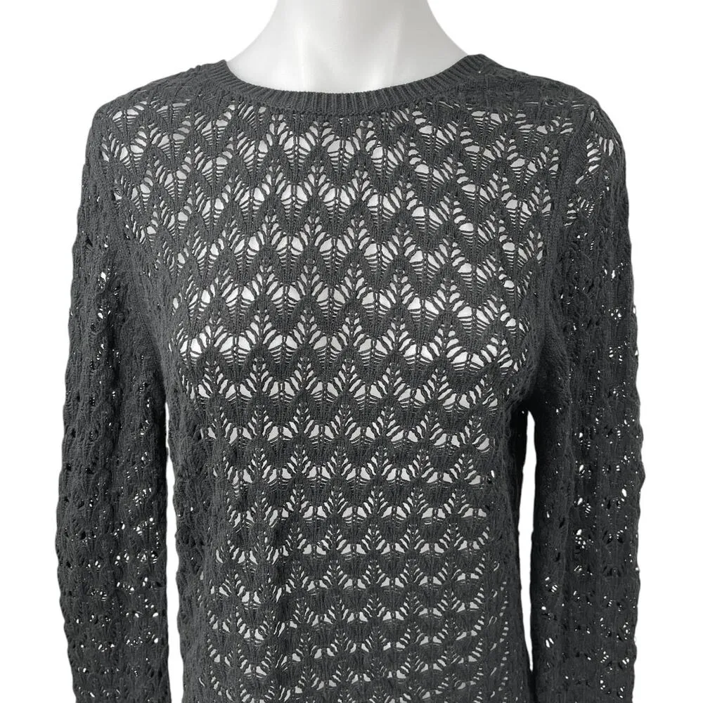 Miss Selfridge Black Crochet Open Back Long Sleeve Beach Cover Up Dress Sz 12-14 - Image 3