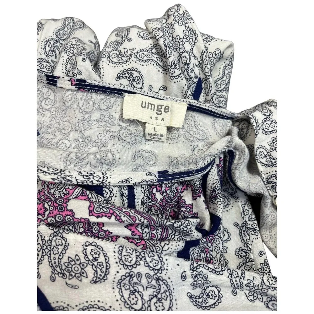 Umgee Womens Size Large Halter Trapeze Swing Dress Paisley High Neck Ivory - Image 9