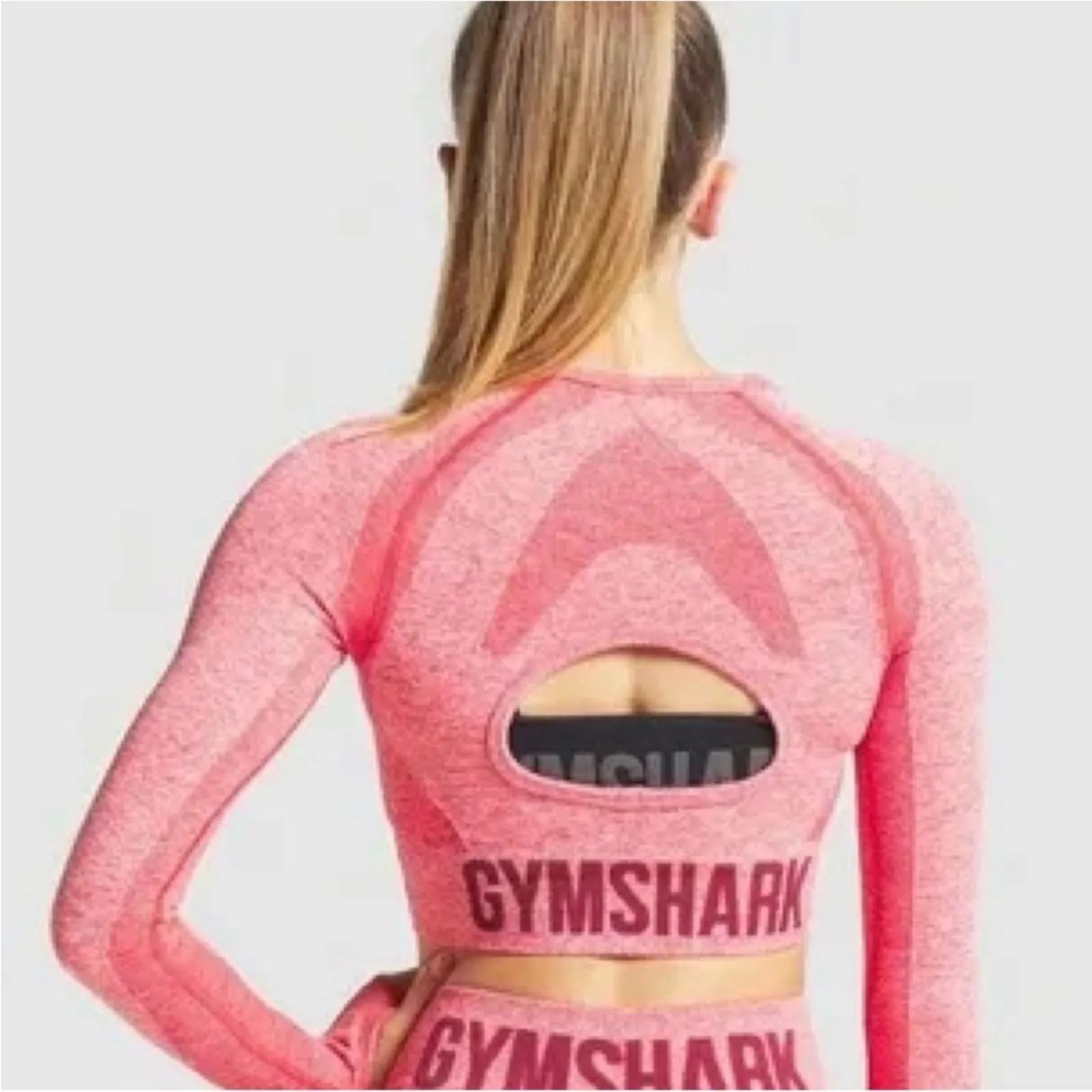 Gymshark Flex Long Sleeve‎ Crop Top M Red Marled - Image 4