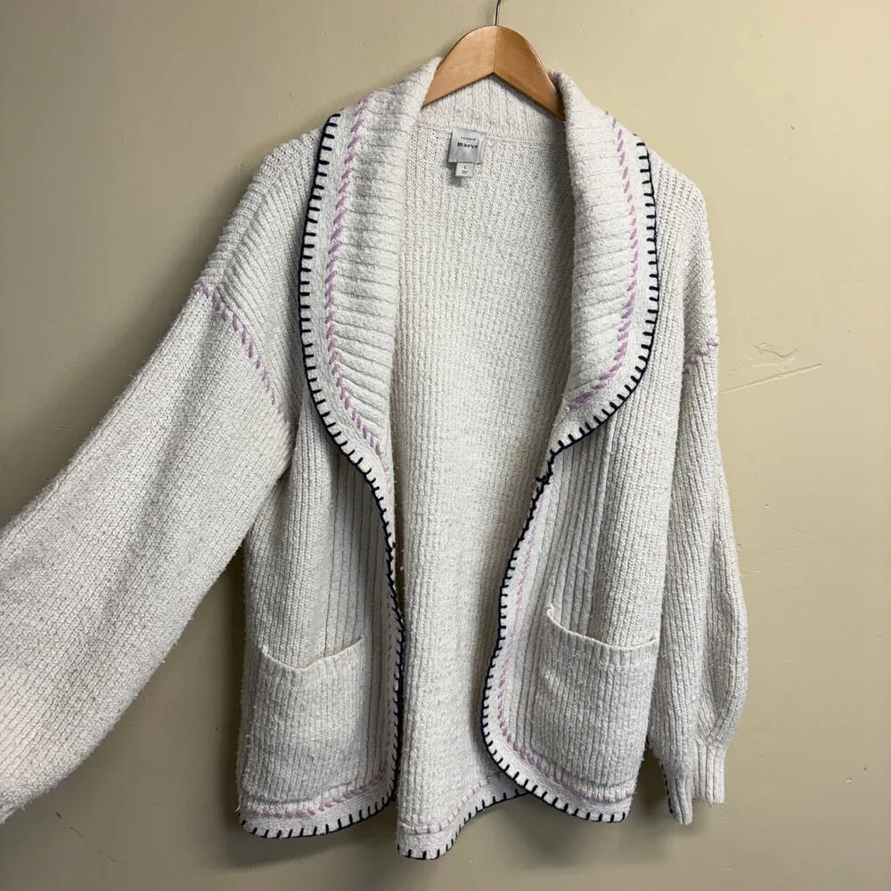Anthropologie Maeve Collared Whipstitch Open Cardigan Sweater Size L - Image 4