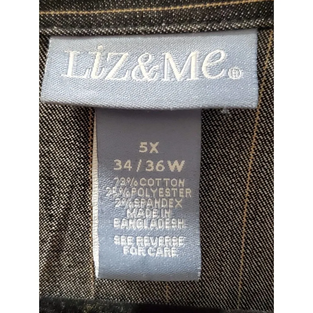 Liz & ME Women's Blue Striped Cotton Long Sleeve Jacket & Skirt 2 Piece Suit 5X - Image 10