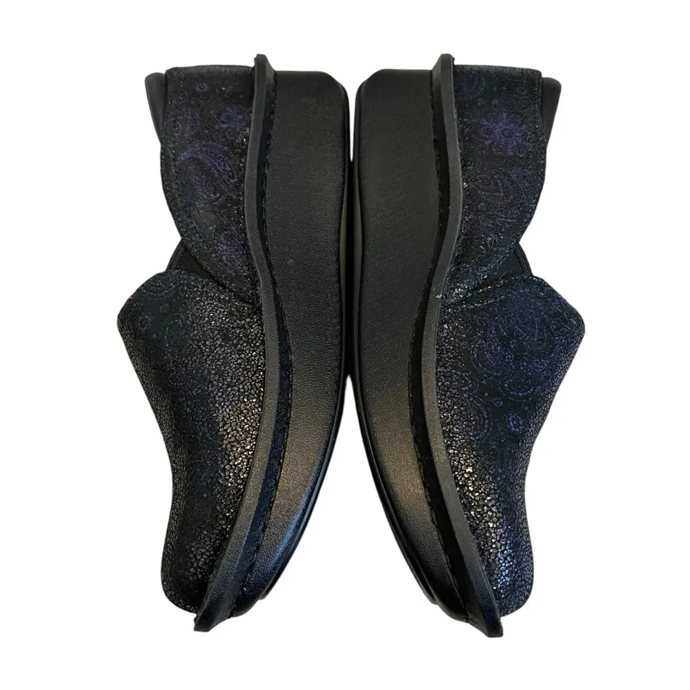 Alegria Deb-477 Black Purple Metallic Leather Slip On Clog, Sz 36 - Image 5