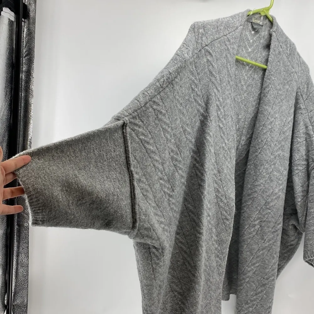 Natural Reflections Knit dolman Sleeve Open Front Cardigan Oversized Grey - Image 4