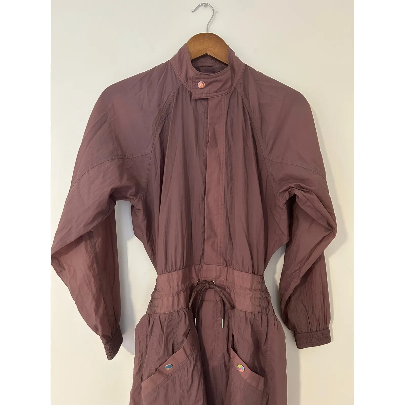 Athleta Alicia Keys Utility Windbreaker Jumpsuit Purple Mauve Cocoa EUC 4 Open - Image 9