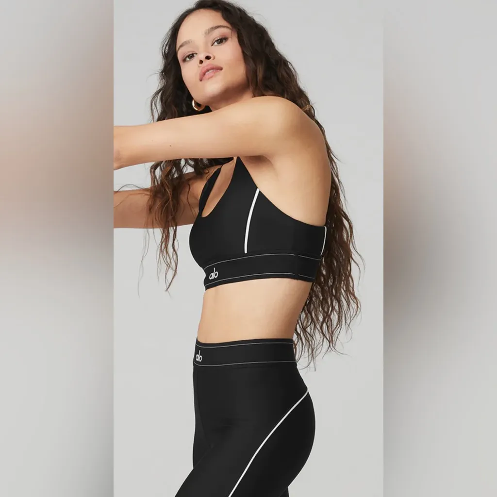 NWT Alo Yoga Airlift Suit Up Removable Pads, adjustable straps Black & White XS - Image 6