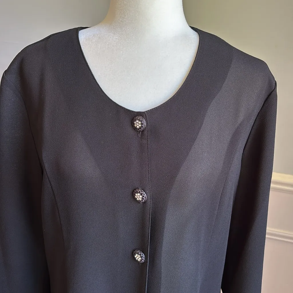 Dark Academia Vintage Chiffon Shirt Dress Witchy Whimsigoth Vampy Dolce Sz Med Black - Image 6