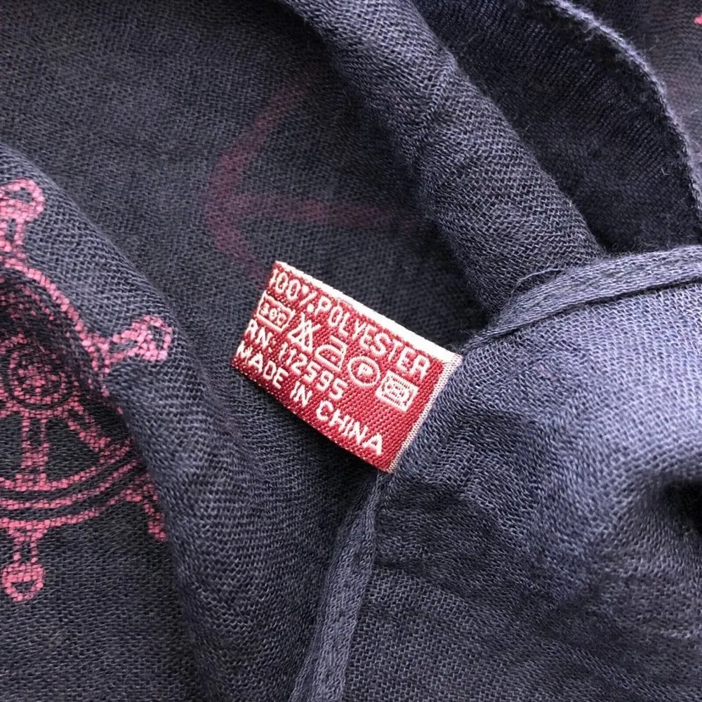 Gena Accessories Womens Scarf Rectangle Embroidered Nautical Navy Blue 70x27.5 - Image 4