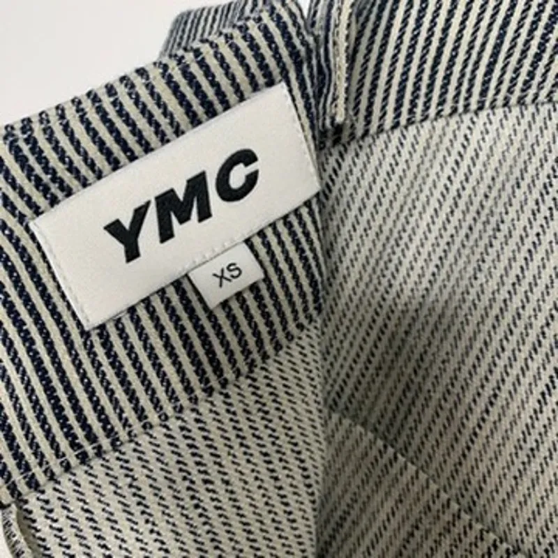 YMC Lodge Cotton Linen Striped Jumpsuit Navy Womens Size XS White - Image 15