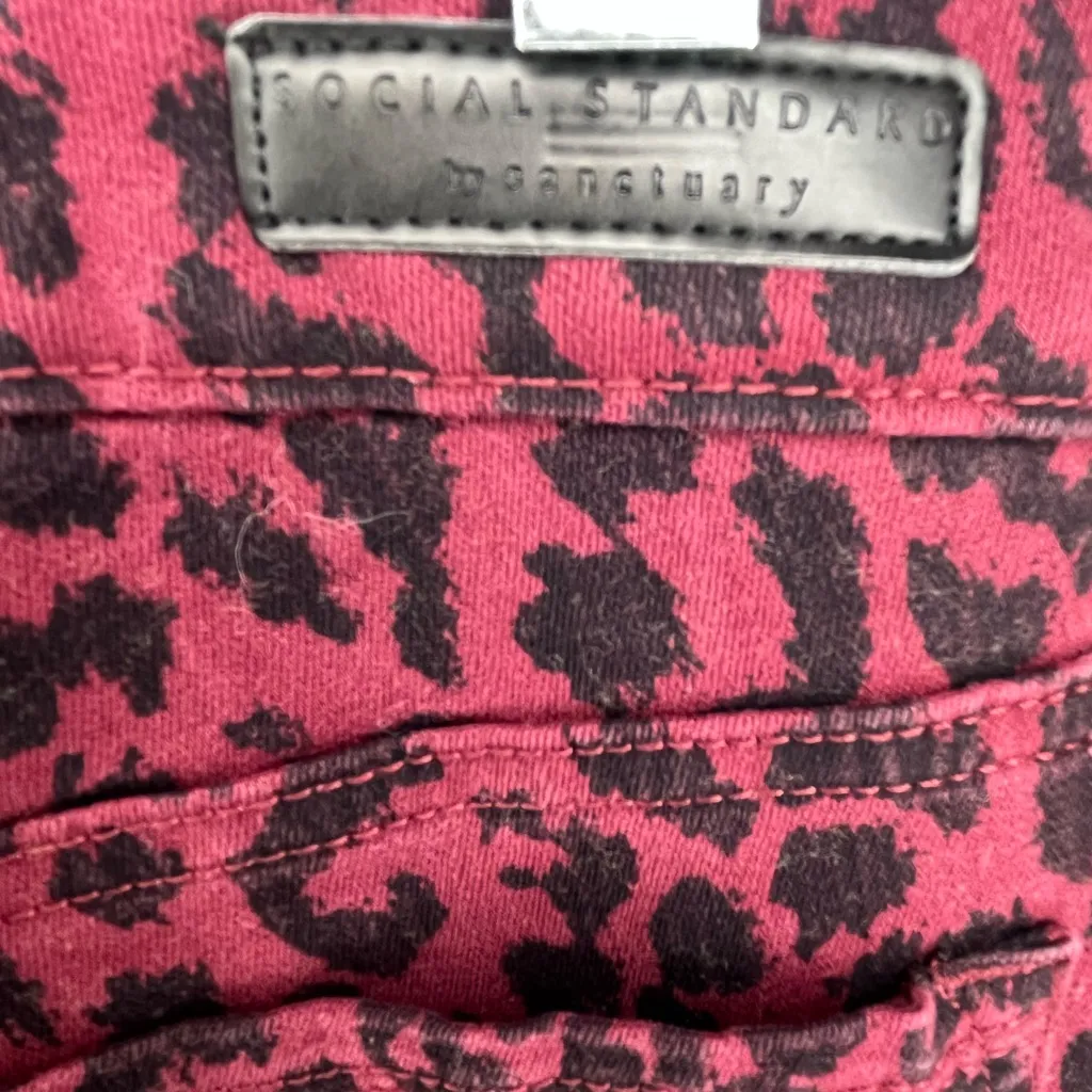 Social Standard By Sanctuary Women Red Leopard Witchy Whimsygoth Y2K Jeans Sz 6 - Image 6