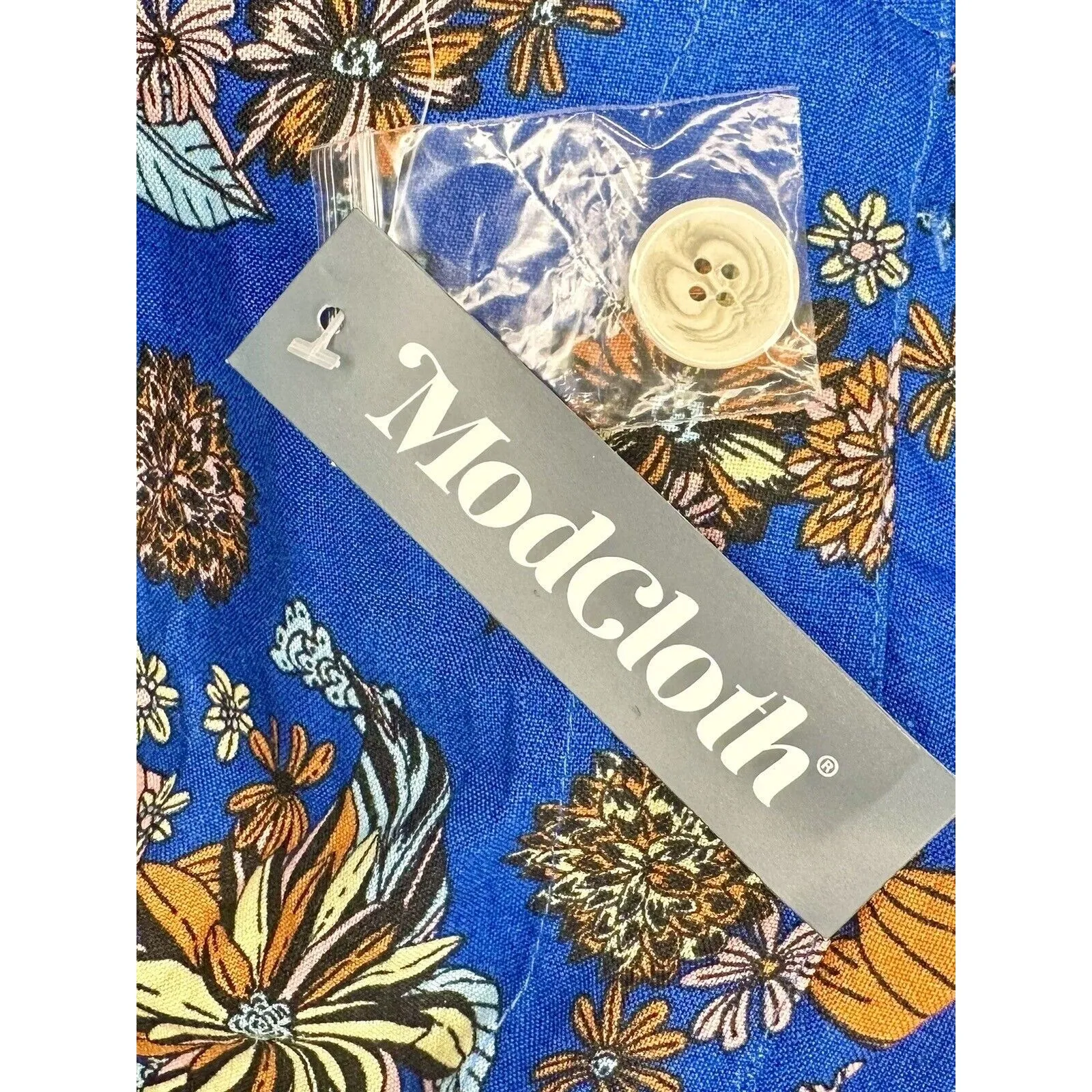 Modcloth "Summer Camp Solstice" Blue Floral Button Front Romper Size 4 NWT!!! - Image 5