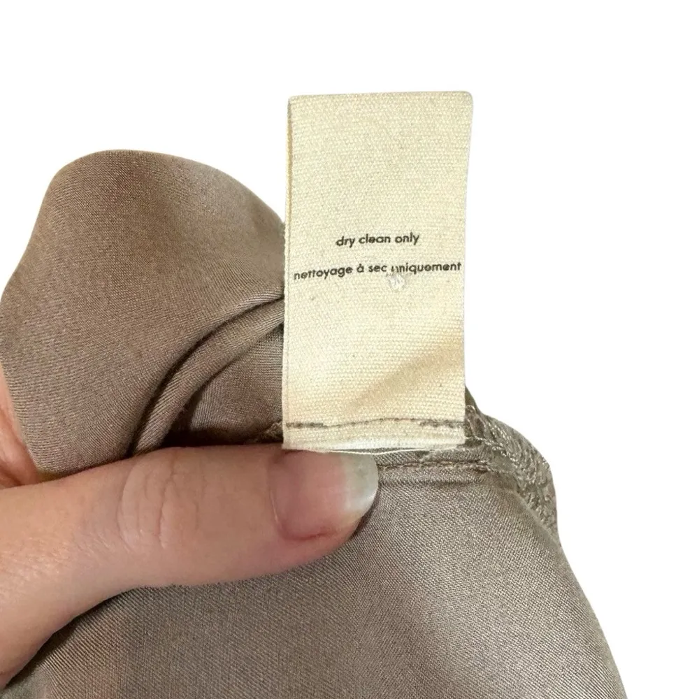 DONNI Silky Bowling Shirt Button Down Blouse in Mushroom Tan Size XS - Image 14