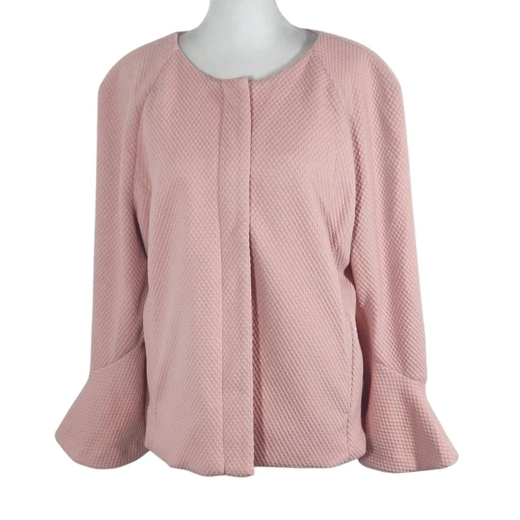 Isaac Mizrahi Powder Pink Collarless Jacket Size Large IMNYC Pastel Pink Jacket - Image 1
