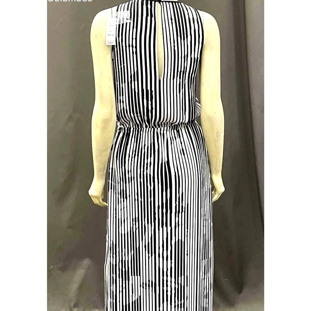 White House Black Market Striped Keyhole Maxi Dress Black/White 2 - Image 10