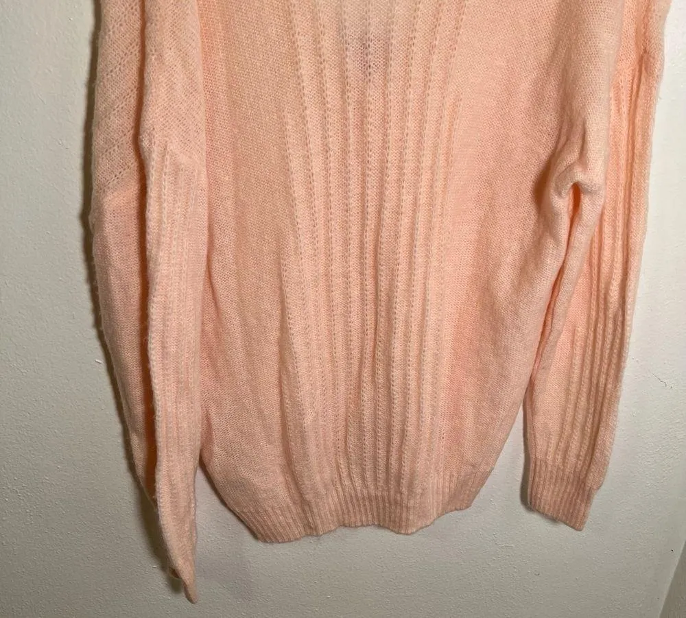 FRNCH Paris V-Neck Pointelle Cardigan Pink Pearl - Image 9