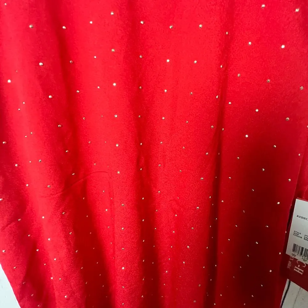 Rebecca Malone Women's  Embellished Sleeveless Red Blouse Sz L - Image 8
