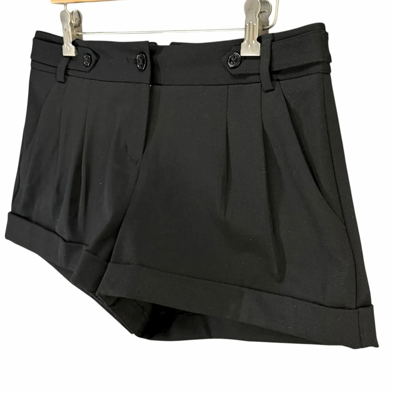 Express Shorts Womens 6 Black Pleated Cuffed Tailored Chic Dressy Smart Casual - Image 2