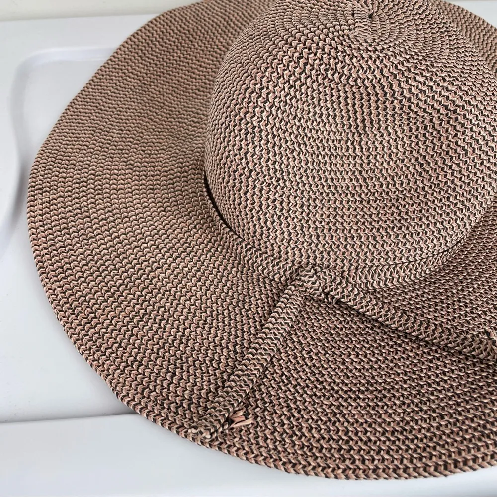 David & Young Packable Paper Straw Flappy Beach Hat One Size Pink White Black - Image 4