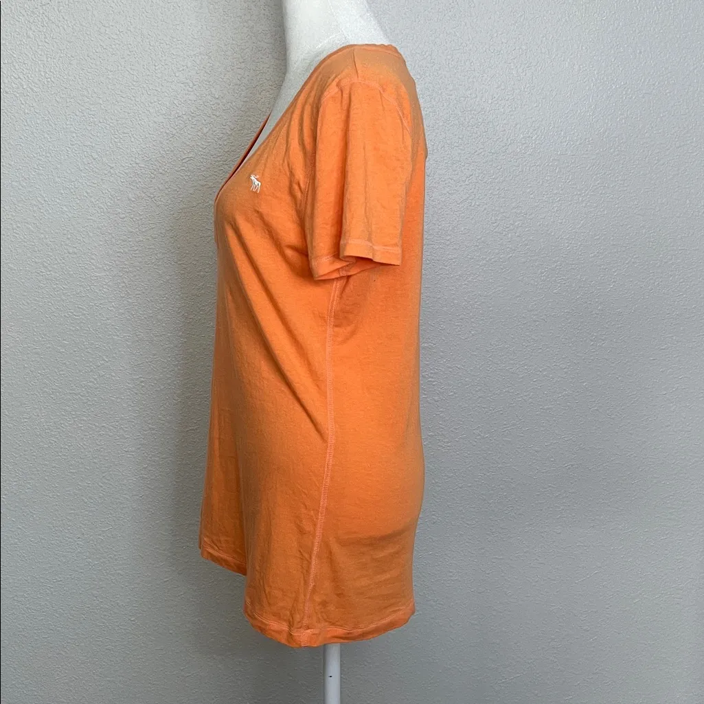 Abercrombie Y2K VNeck TShirt Orange Size Large *Flaw - Image 4
