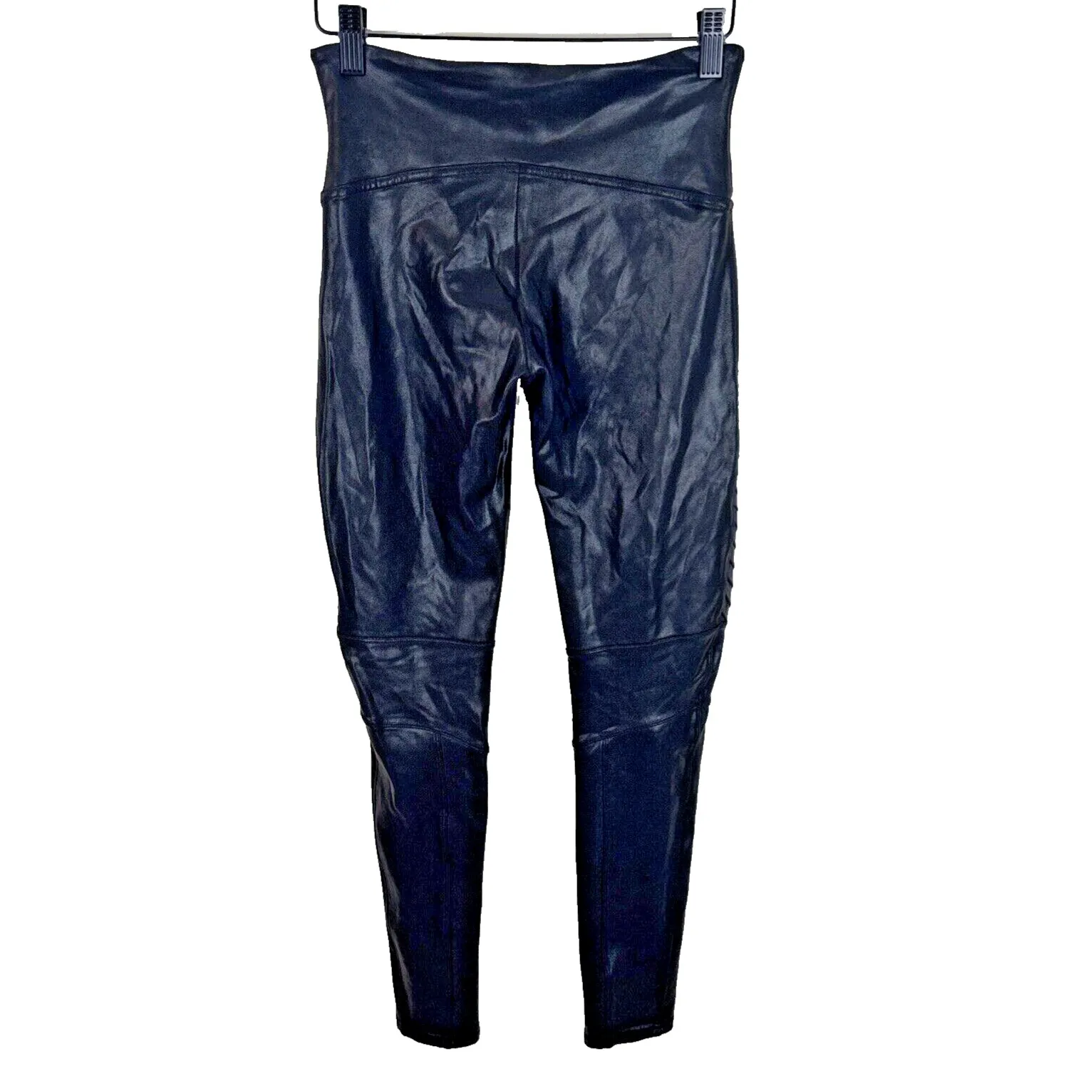 Spanx Black Faux Leather Moto Leggings Women's Sz M Stretchy 20136R Pullon - Image 6