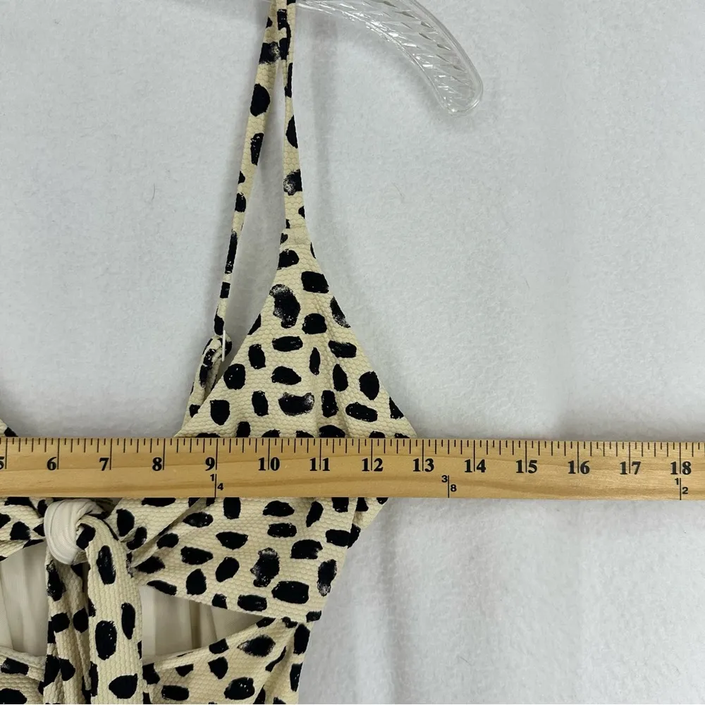 Aerie Pique Wrap One Piece Swimsuit Animal Print Cutout XS Beige - Image 6