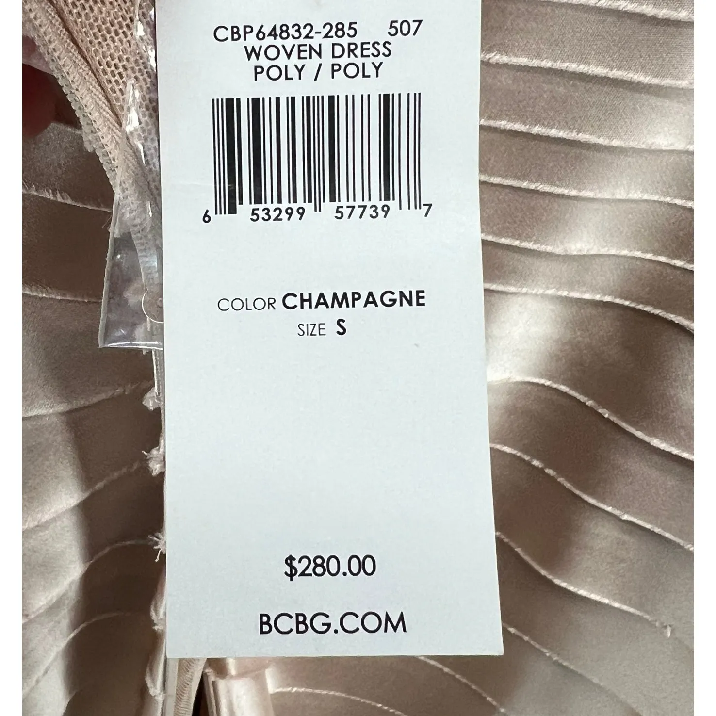 BCBGmaxazria Dress Womens S Champagne Brown Satin Sequin Cocktail Glam HOCO NWT - Image 15