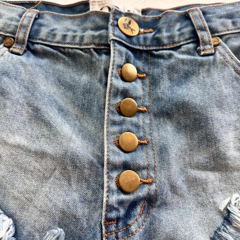 One Teaspoon Rollers Low Waist long rise extreme curved raw hem‎ Denim Short 28 - Image 12