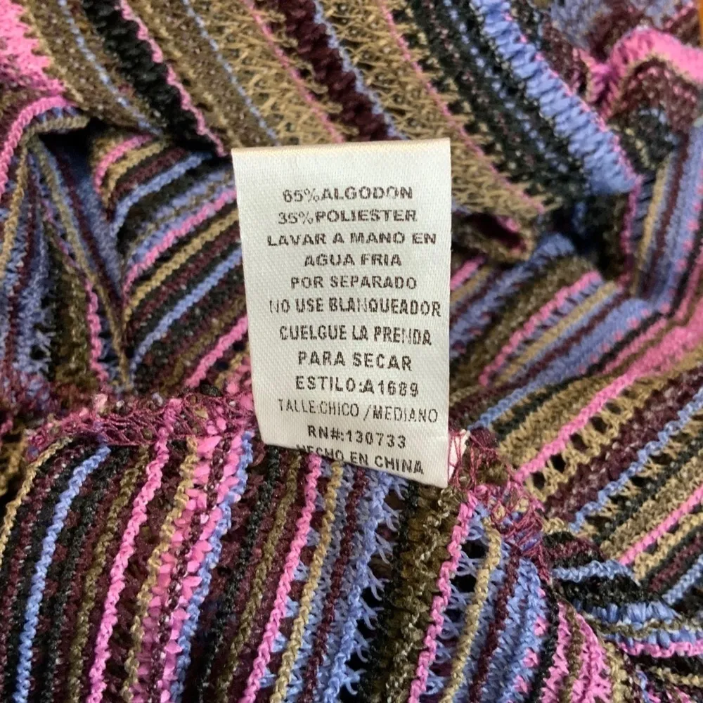 Umgee Purple Multicolor Stripe Crochet Knit Casual Vest Fringe BOHO S/M - Image 10