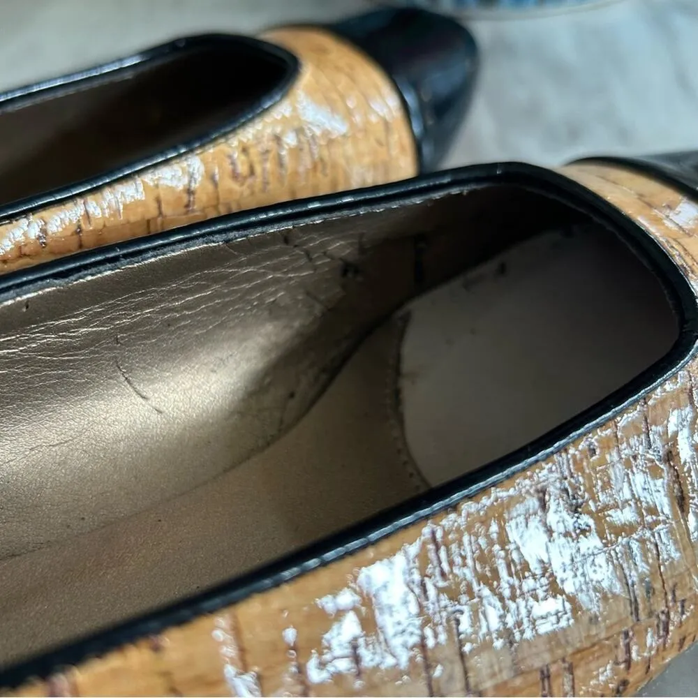 VANELi Tan Cork & Black Cap Toe Heeled Pumps Size 8 - Image 7