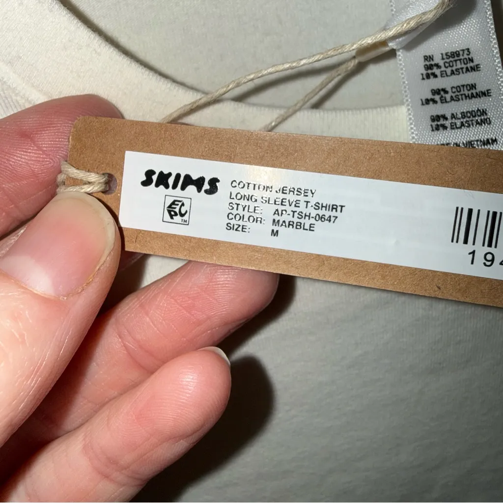 SKIMS Cream Cotton Jersey Long Sleeve T-Shirt | M - Image 3