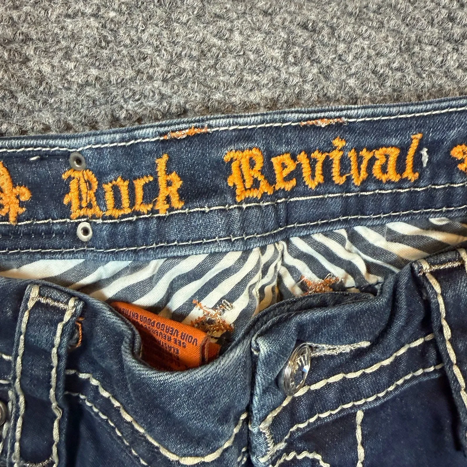 Rock Revival Jeans Womens 29 Blue Eloise Easy Bootcut Thick Stitch Bling Y2K Mid - Image 9