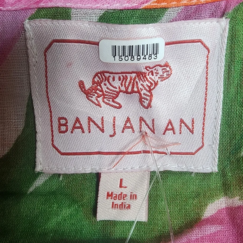 Banjanan Purple, Orange, Green, & White Floral Cropped Cut Out Top (L) Orange Size L - Image 9