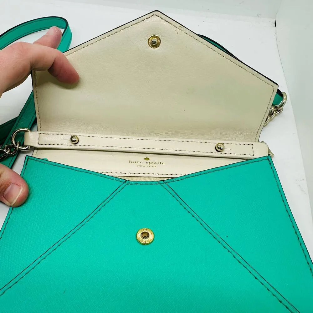 Kate Spade Women's Green New York Chain-Link Saffiano Leather Crossbody Bag - Image 6