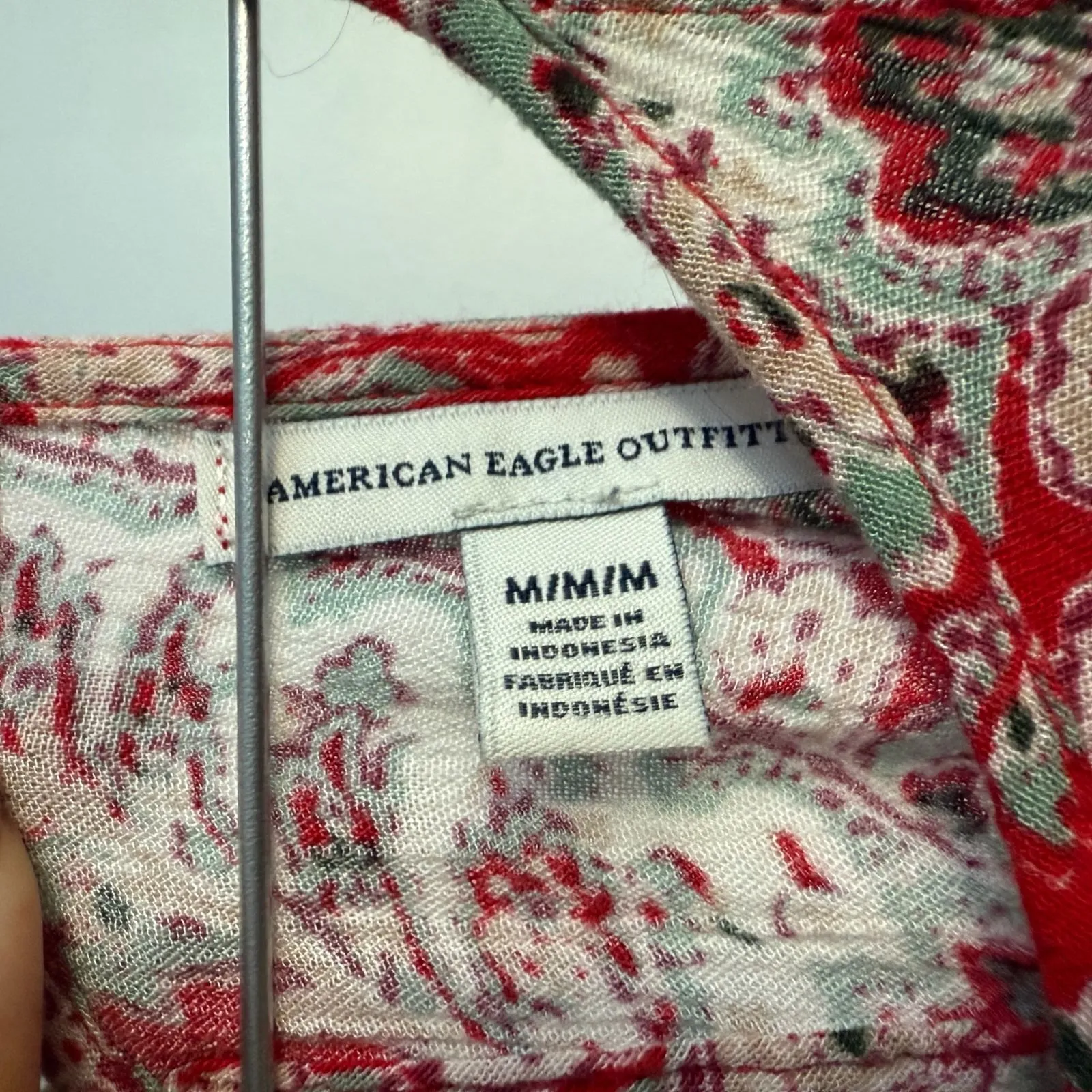 American Eagle Paisley Dress boho‎ Y2k Cottage Summer Sundress sz M - Image 5