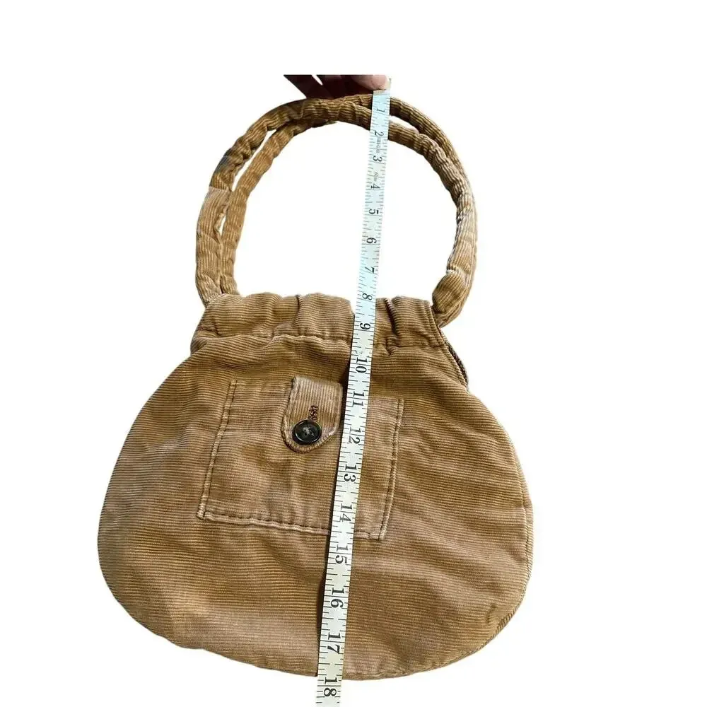 Corduroy Purse Khaki Handbag Boho Retro Tan - Image 6