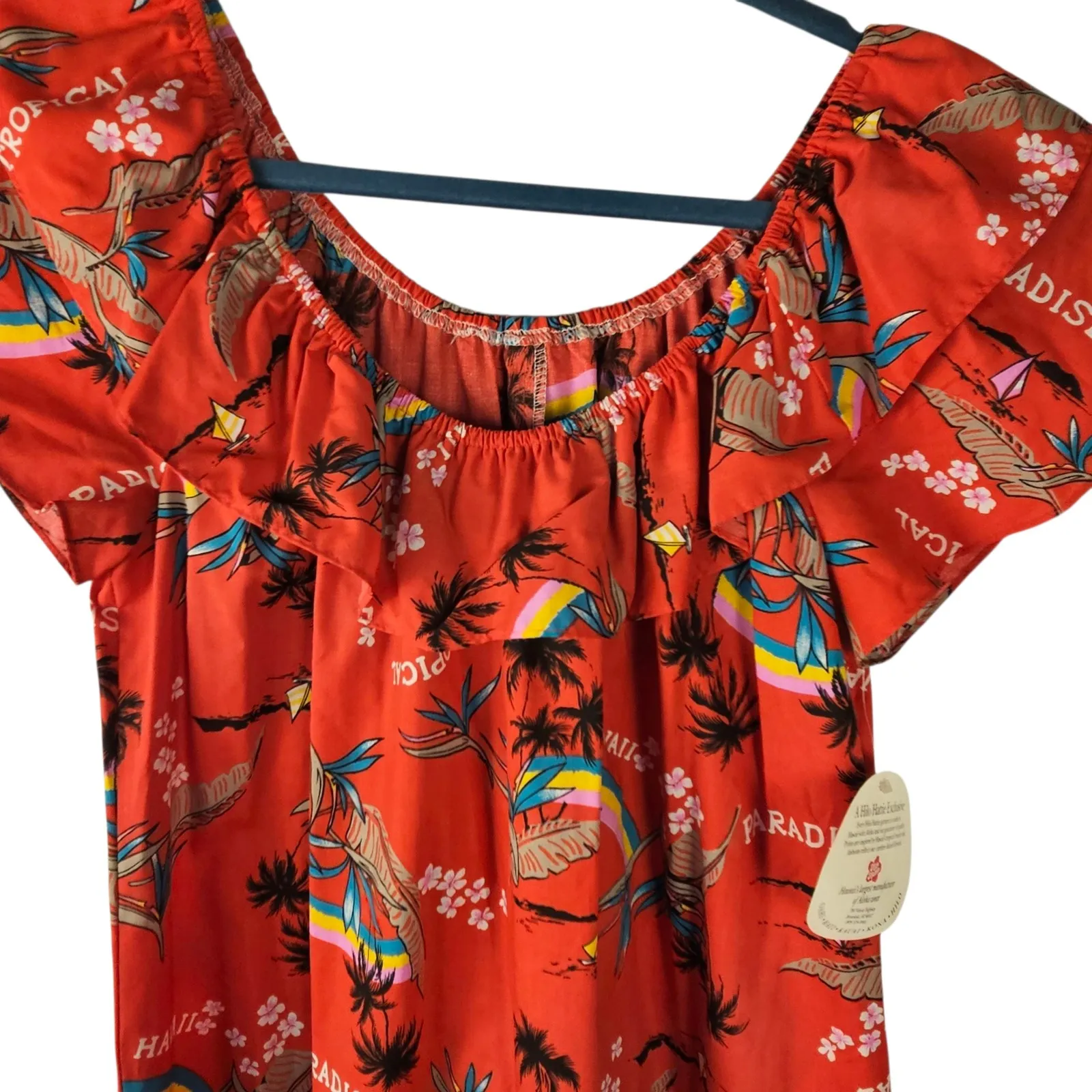 NWT Vintage 80's Hilo Hattie Red Tropical Paradise Hawaiian Maxi Dress Small New - Image 3