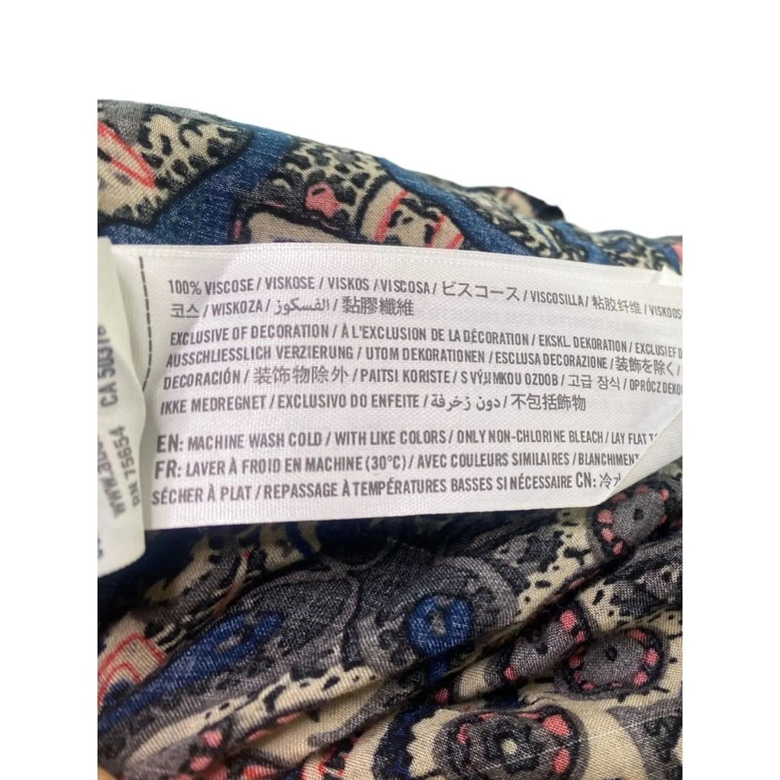 Abercrombie & Fitch Romper Shorts Long Bell Sleeves Abstract Print XS Black Blue - Image 9